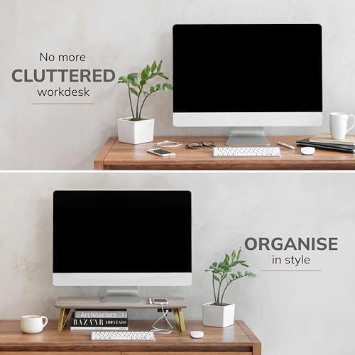 Anji Mountain Monitor Stand for Desk - Desktop Organizer & Laptop Riser, Ergonomic Monitor Riser, Space-Saving, Durable,