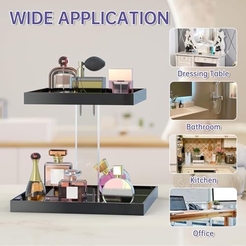 NiHome Perfume Organizer 2-Tier Acrylic Cologne Vanity Makeup Holder, Black