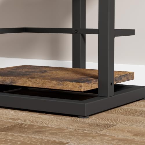 Furniture Bookshelf, 6 Tier Narrow Bookcase, Tall Wood Book Shelf Storage Organizer, Industrial Metal Frame Standing Dis