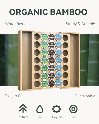 Expandable Bamboo Coffee Pod Drawer Holder 35 Pods
