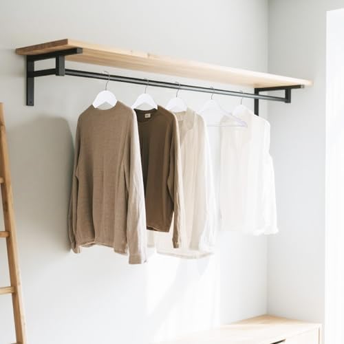 Wooden Clothes Hangers with Pants Bars, White, 108-Pack