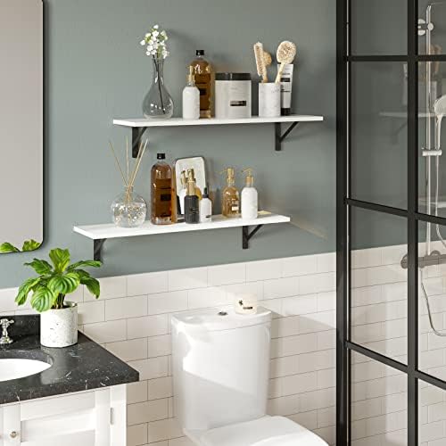 DINZI LVJ Long Wall Shelves, 31.5" Wall Mounted Shelves with Metal Brackets
