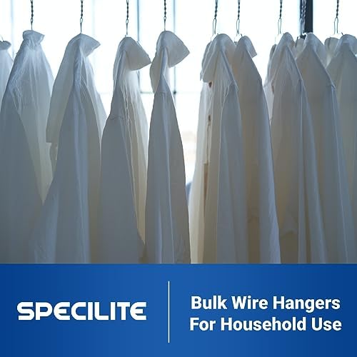 SPECILITE Wire Metal Clothes Hangers Bulk 100 Pack, Ultra Thin, White
