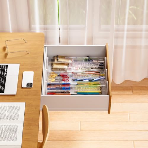 Yieach 8 Pack 6 Inch Tall Acrylic Drawer Divider for Clothes-Expandable from 12.3-18''-Adjustable Dresser Deep Drawer Di
