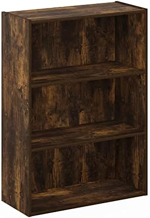 Furinno PASIR Book Shelf, 3-Tier Bookshelf, Storage Shelves Bookcase, 9.7 x 23.7 x 31.5, for Living Room, Bedroom, Home