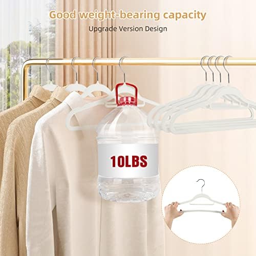 Velvet Clothing Hangers Non-Slip White Suit Hanger Space Saving Clothes Hanger Heavy Duty Adult Hanger Hangers with 360°Swivel Hook 20 Pack
