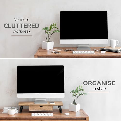 Anji Mountain Monitor Stand for Desk - Desktop Organizer & Laptop Riser, Ergonomic Monitor Riser, Space-Saving, Durable,