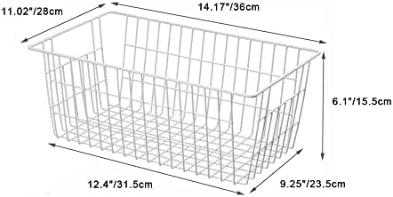 SANNO Large Freezer Baskets Metal Storage Organizer Bin Basket Wire Storage Basket for Kitchen Pantry Bathroom Set of 3