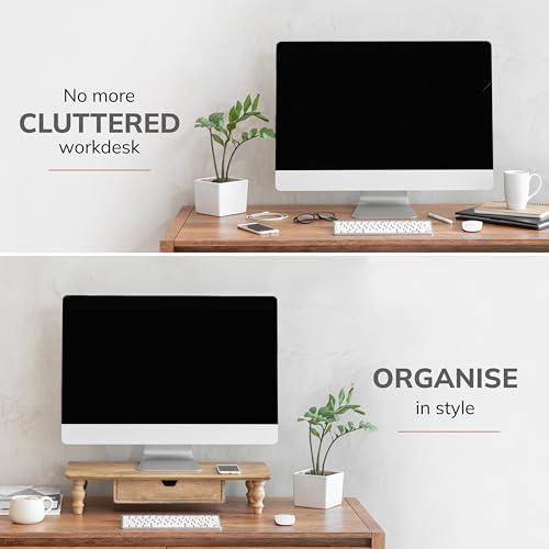 Anji Mountain Monitor Stand for Desk - Desktop Organizer & Laptop Riser, Ergonomic Monitor Riser, Space-Saving, Durable,