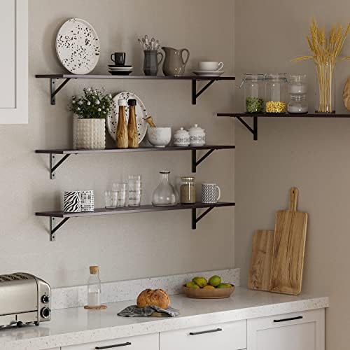 DINZI LVJ Long Wall Shelves, 47.3Inch Wooden Floating Shelves with Brackets