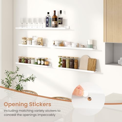 Dreamland Picture Ledge Shelf for Wall, Floating Shelves Set of 2,30 inch Long Floating Shelves with Lip for Living Room,Bedroom,Bathroom,Kitchen,White
