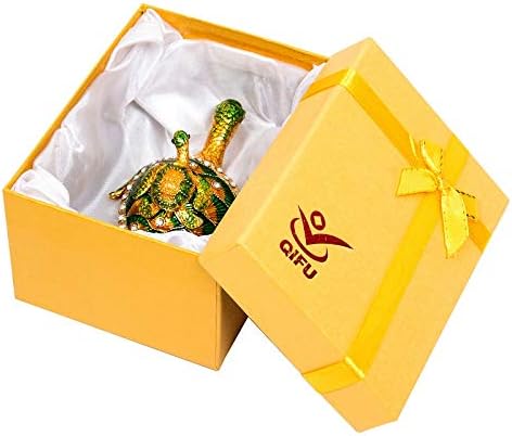 QIFU Hand Painted Sea Turtle Tortoise Decorative Hinged Enamel Trinket Box Unique Gift for Family