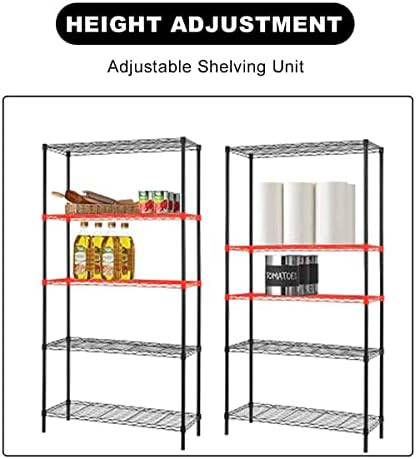 Storage Shelves,5 Tier 1250Lbs Capacity Wire Shelving Unit NSF Metal Shelf Organizer Adjustable Height Heavy Duty Steel