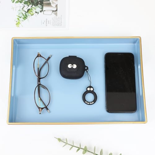 Spsyrine Blue Bathroom Vanity Tray with Handles for Dresser Tops