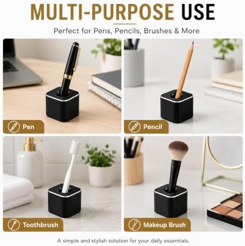 Coideal Single Pen Holder for Desk, Aluminum Fountain Pen Stand, Black