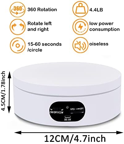 YVV Rotating Display Stand, 360 Degree Motorized Rotating Turntable, Adjustable Speed Rotating Display Stand, Electric S