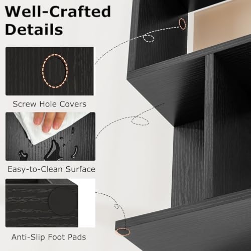 Giantex 3-Tier S-Shaped Bookshelf, Modern Geometric Bookcase, Freestanding Display Shelf for Small Space, Versatile Side