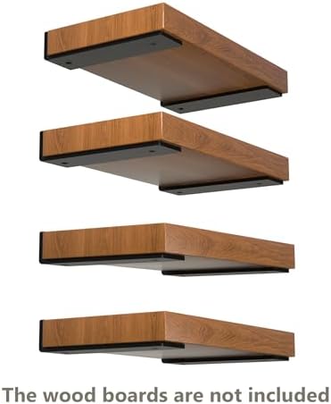 NEODROP 4 Inch Floating Shelf Brackets, Heavy Duty Hidden Bracket for Wall, Mantel, Bookshelves, Black Powder Coated Ste