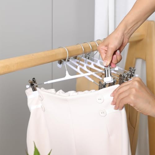 Non-Marking Anti-Slip Pants Hanger, Space-Saving Pants and Skirt Clip, Jeans and Long Pants Hanger, Clothes Clip for Various Shorts and Casual Pants, Durable. (10, Black)