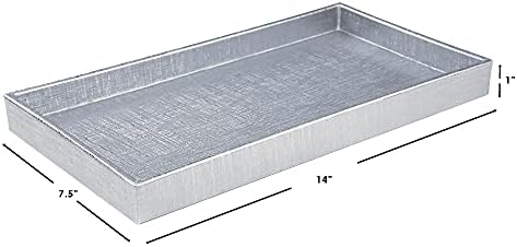 Home Basics Vanity Tray for Makeup, Jewelry, Perfume, Cosmetics Storage, Bathroom Organizer (Horizontal, Metallic Weave)