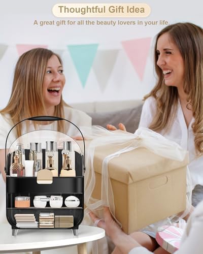 Anylady Makeup Organizer Countertop, Skincare Holder Bathroom Counter Organizer, Storage Box Cosmetic Display Cases, Tee