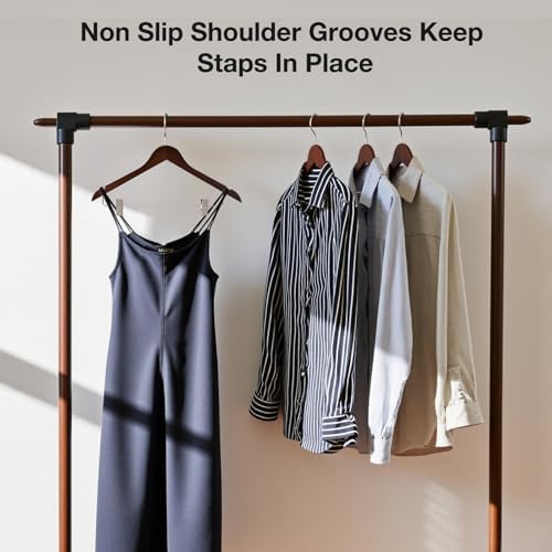 Wooden Hangers with Clips 24 PCS Pant Hangers with Clips,Smooth Solid Wooden Pants Hangers,360 Swivel Hooks & Adjustable Clips,for Jeans,Skirt,Suit,Shorts,Scarf.(Walnut)