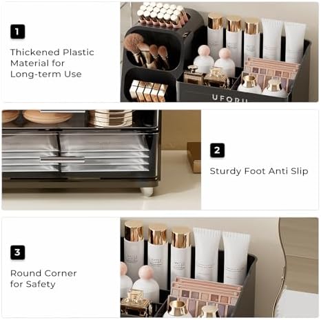 UFORU Makeup Organizer Countertop with Brush Holder for Vanity Bathroom