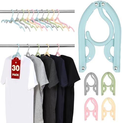 30 Pcs Travel Hangers, Cruise Ship Essentials Foldable Hangers Plastic Travel Essentials, Portable Cruises Must Haves 2026 for Suitcase, RV Camping Airplane Europe Vacation Essential, Morandi