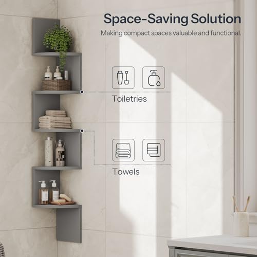 HOOBRO Corner Shelf Wall-Mounted, Set of 2 Floating Corner Shelves for Wall