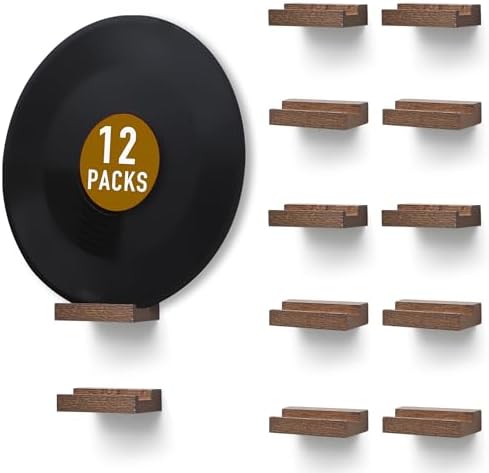 Vinyl Record Shelf Wall Mount,Small Record Holder,Light Walnut