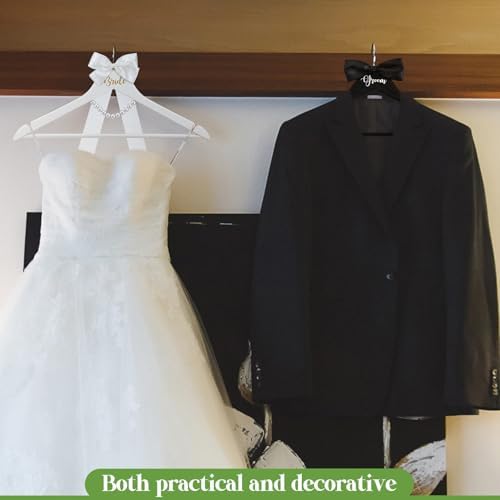 FillTouch 2 Pack Bride and Groom Wedding Hangers,Black and White,Classic