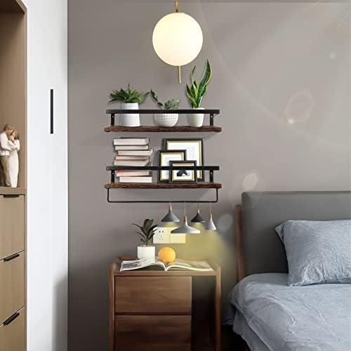 Uten Floating Shelves Set of 2, Wall Mounted with Towel Bar
