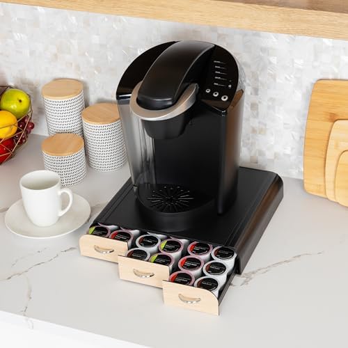 Mind Reader Single Serve Coffee Pod Organizer with 3 Drawers, 36 Pod Capacity, Countertop, 13.5"L x 12.25"W x 2.5"H, Bro