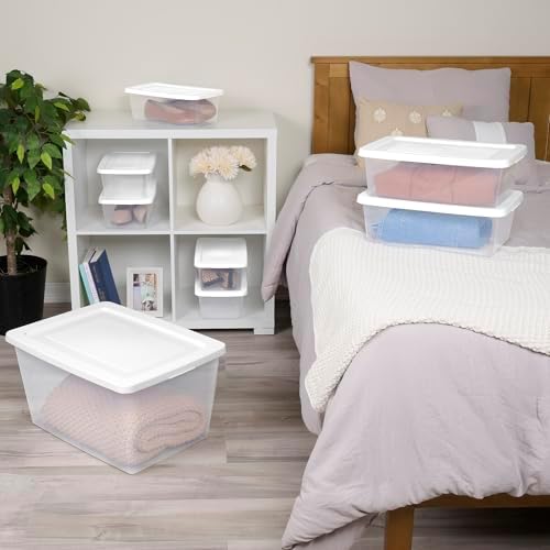 Sterilite Storage Box Stackable Tote, White, 12 Quart, 45 Pack