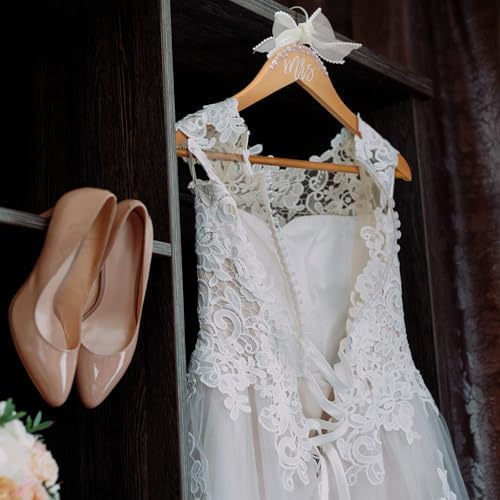 Yuntau Bride Hanger for Wedding Dress Wooden Mrs Hanger,Wood Color,Mrs