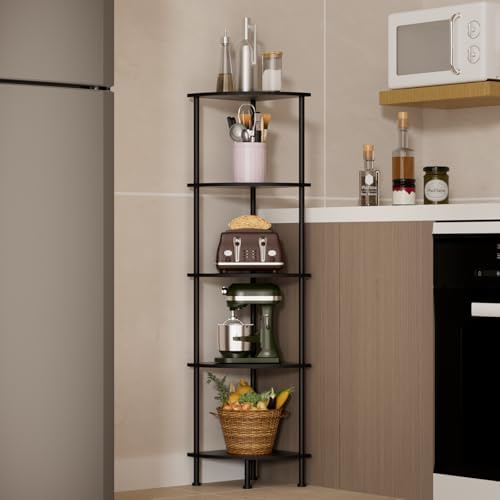 5-Tier Corner Shelf Stand, 52" Industrial Corner Display Rack for Living Room, Bookshelf, Tall Display Shelf, Plant Stan