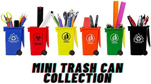 Wiosi Mini Trash Can Pencil Holder for Desks, Black/Orange
