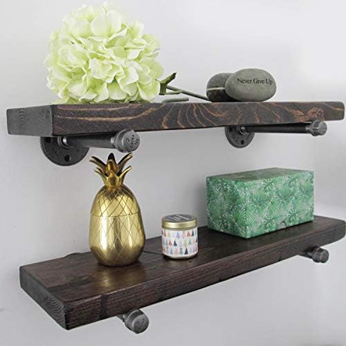 3/4" Industrial Black Iron Pipe Shelf Brackets, Rustic Wall Mounted DIY Shelving Brackets Hanging Custom Pipe Brackets f