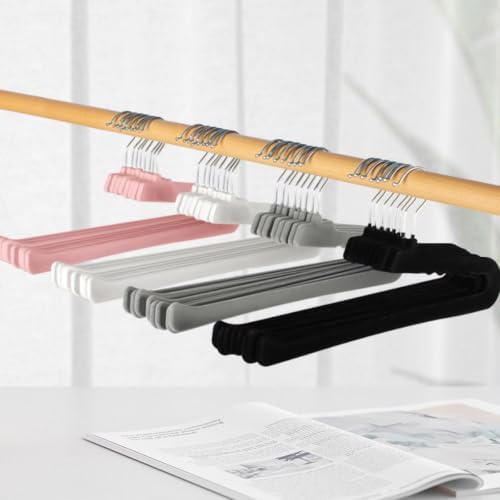 Velvet Pant Hangers Open End,16 Pack Non Slip Pink Felt Trouser Hangers