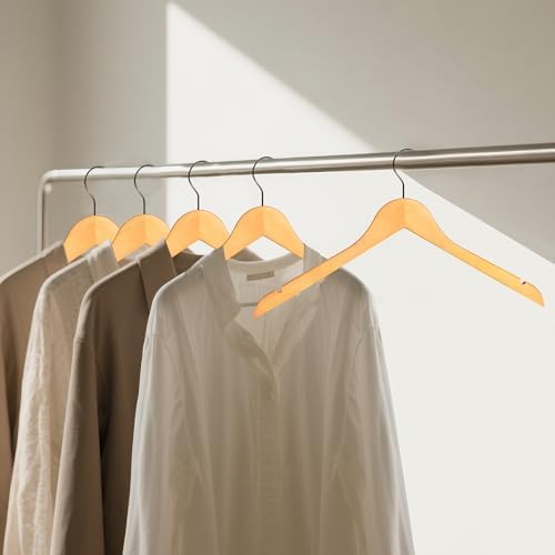 Wooden Top Hangers with 360° Swivel Hook, Natural Wood, 36-Pack