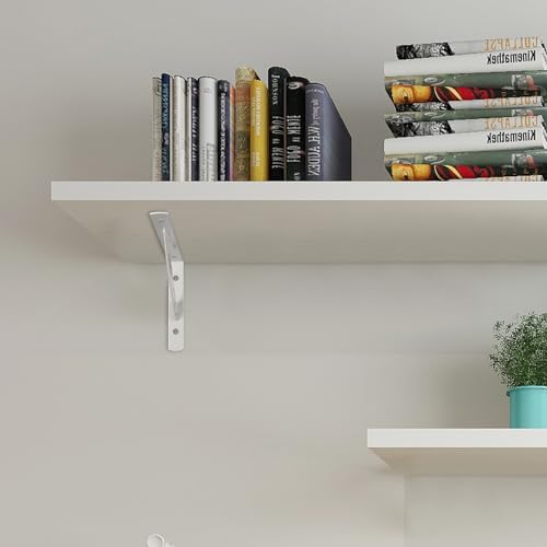 8Pcs White Heavy Duty L Floating Shelf Brackets,Wall Mount Supports 3.7x6in