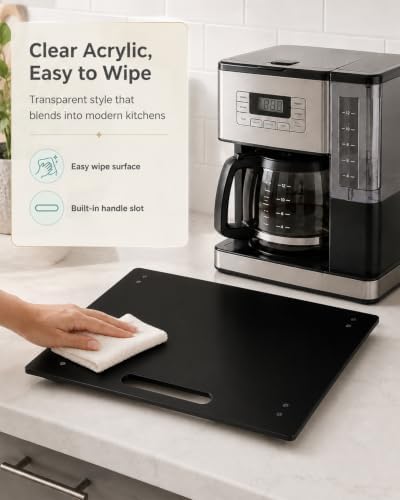 Appliance Slider – Sliding Tray for Coffee Maker, black Acrylic 13 x 14 In