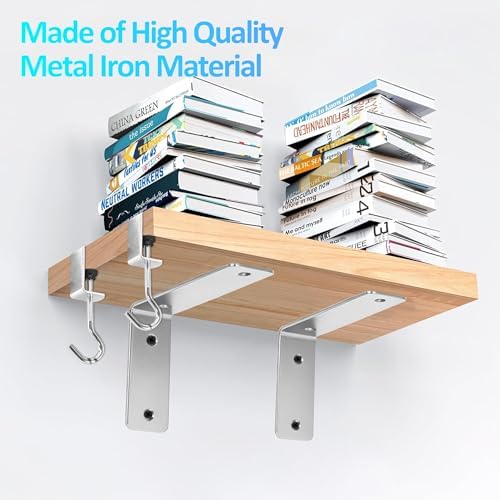 L Floating Shelf Brackets,4 Pack Heavy Duty L Brackets for Shelves, L 5" X H 4" Silver Metal Countertop Support Brackets
