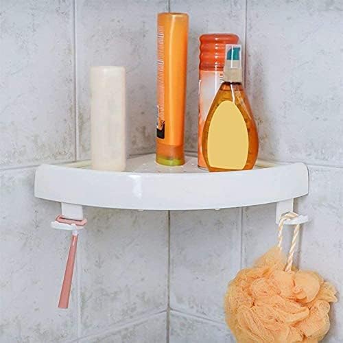 Corner Storage Holder Shelves, Snap Up Corner Shelf Organizer with No Screws Fan-Shaped Triangle Bathroom Kitchen Wall C