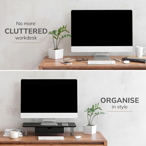 Anji Mountain Monitor Stand for Desk - Desktop Organizer & Laptop Riser, Ergonomic Monitor Riser, Space-Saving, Durable,