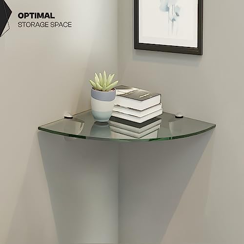 Fab Glass and Mirror Corner Glass Shelf, 6" x 6", Clear