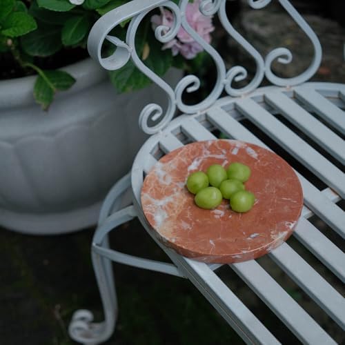 8 Inch Marble Bathroom Tray for Counter Round Vanity Tray for Home Decor