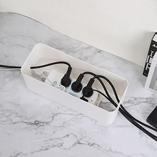 MECCANIXITY Cable Management Box PS Cord Organizer Box with Tie to Hide Wires & Power Strips Desk TV Computer Cable Orga