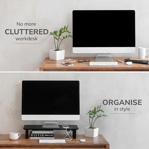 Anji Mountain Monitor Stand for Desk - Desktop Organizer & Laptop Riser, Ergonomic Monitor Riser, Space-Saving, Durable,