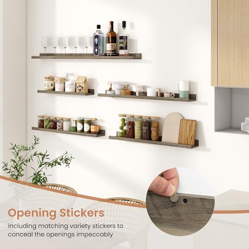 Dreamland Picture Ledge Shelf for Wall, Floating Shelves Set of 2,16 inch Long Floating Shelves with Lip for Living Room,Bedroom,Bathroom,Kitchen,Grey